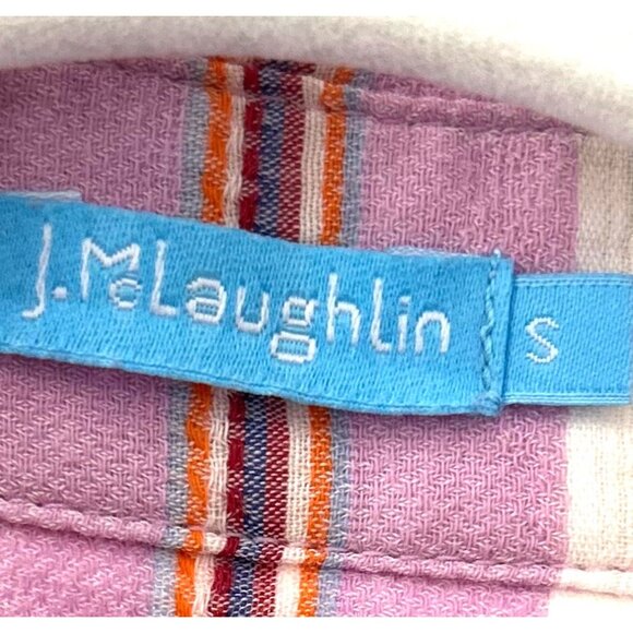 J.MCLAUGHLIN~ Women’s Button-Up Striped Shirt ~S~Cotton Pink/Orange Long Sleeve - Picture 4 of 9